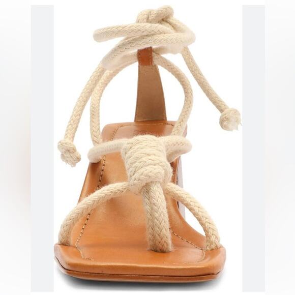 SCHUTZ Angieh Rope & Leather Sandals Womens 11 White Strappy Heel New With Tags - Picture 2 of 12
